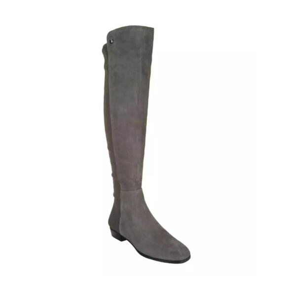 Vince Camuto Karita Over The Knee Kid Suede Tall Pull On Boots 8M Gray Stretch - Picture 1 of 14